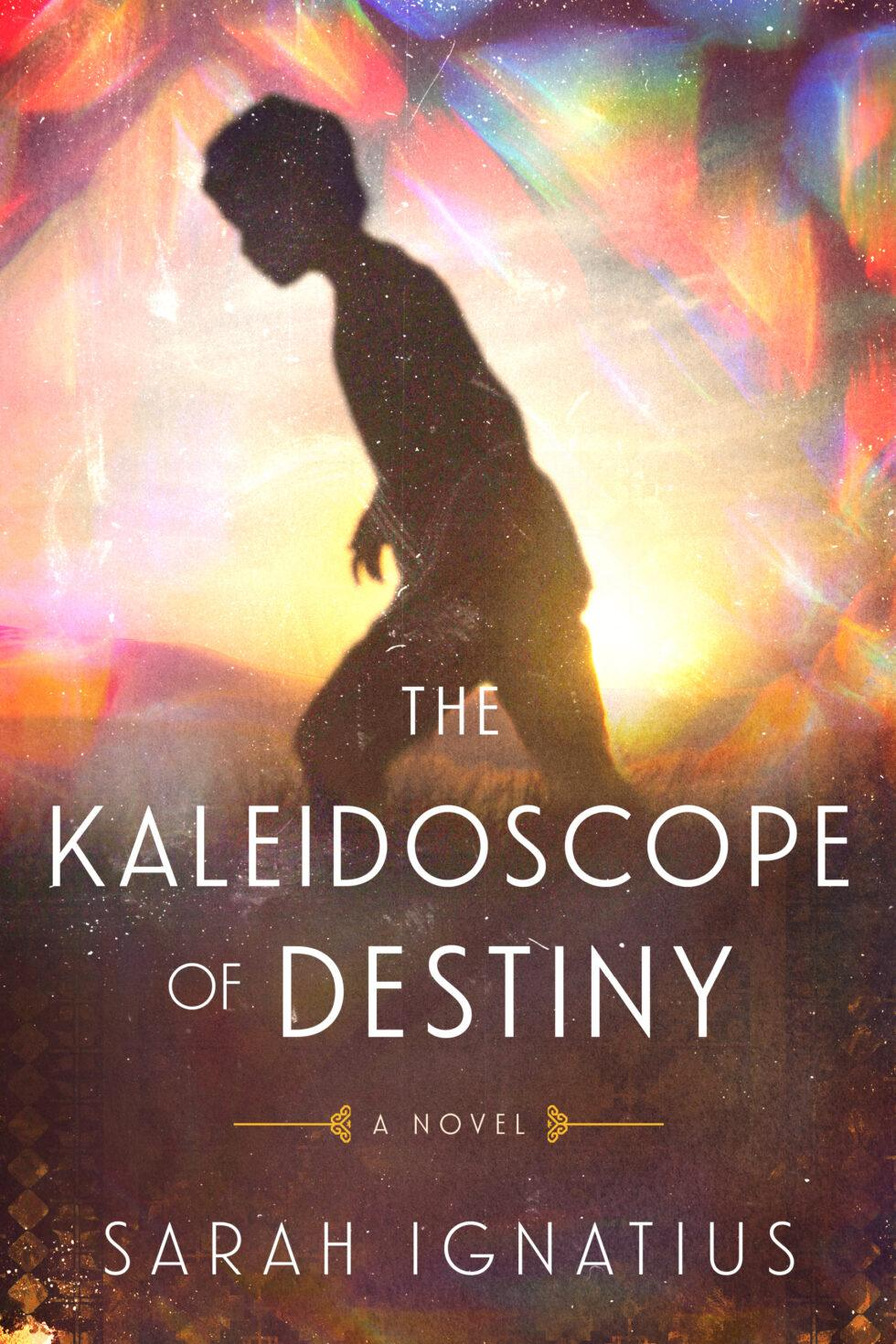 kaleidoscope of destiny book cover—a silhouette of a boy running through a kaleidoscope prism